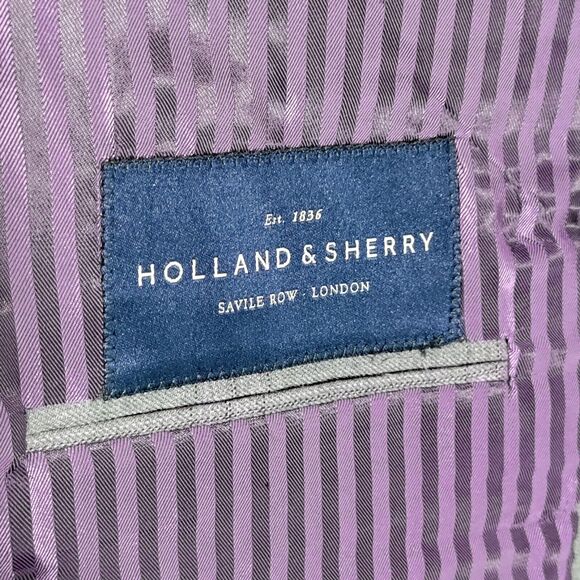 Holland & Sherry Savile Row Gray Purple Plaid Men’s 58S Blazer Jacket Sport Coat - Picture 6 of 16